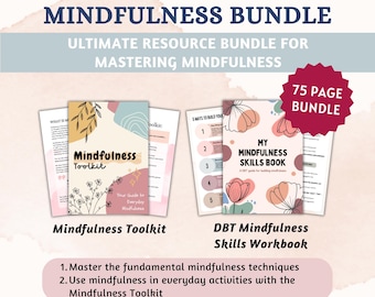 Mindfulness Mega Bundle Mindfulness Toolkit DBT Mindfulness Skills Mindfulness Workbook Mindfulness Worksheets Mindful Breathing Techniques