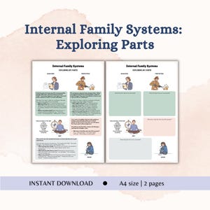 Utskrivbar IFS-terapi, arbetsblad för kartläggning av mina delar av inre familjesystem, digital nedladdning av självhjälp