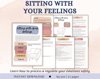 Sitting with your Feelings Therapeutic Tool for Processing Emotions in Emotional Regulation Resource for Self-Awareness Therapy Worksheets