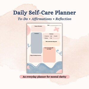 Daily Self Care Planner for Mental Health Journal Template Morning Journal Prompts for Goal Setting Intentions Self Reflection Daily Planner