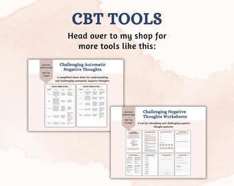 CBT Printable Worksheet Thought Record Thought Log Thought Tracker