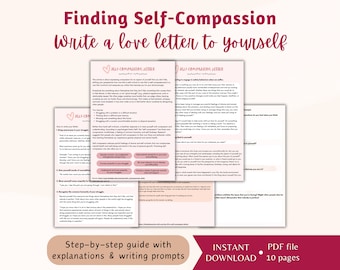 Self Compassion Worksheet Self Compassion Letter Self Compassion Journal Prompts Self Forgiveness Therapy Tool for Self Compassion