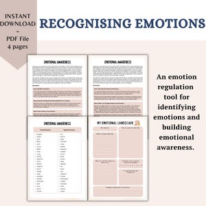 Understanding Emotions Journal Template for Processing Emotion Regulation Tool for Emotional Awareness Self Regulation Identifying Emotions