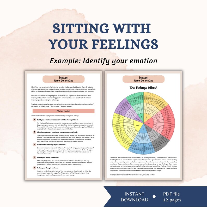 Sitting with your Feelings Therapeutic Tool for Processing Emotions in Emotional Regulation Resource for Self-Awareness Therapy Worksheets image 5