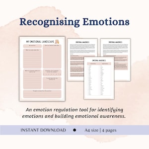 Understanding Emotions Journal Template for Processing Emotion Regulation Tool for Emotional Awareness Self Regulation Identifying Emotions