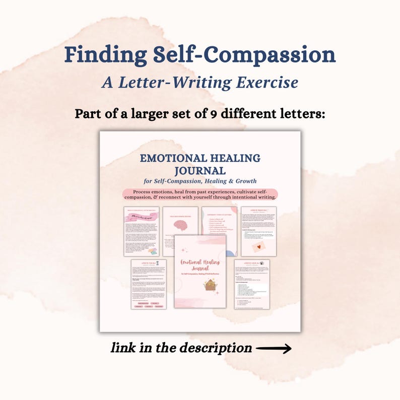 Self Compassion Worksheet Emotional Processing Therapy Tool for Self ...