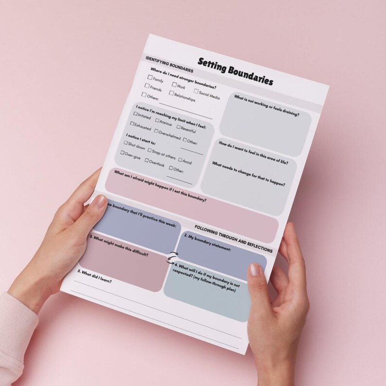 Setting Boundaries Template, Boundaries Worksheet, Self-help Therapy ...