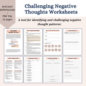 Cognitive Distortions Challenging Negative Self Talk Negative Thought Patterns Cognitive Behavioural Therapy CBT Coping Skills Anxiety Tools