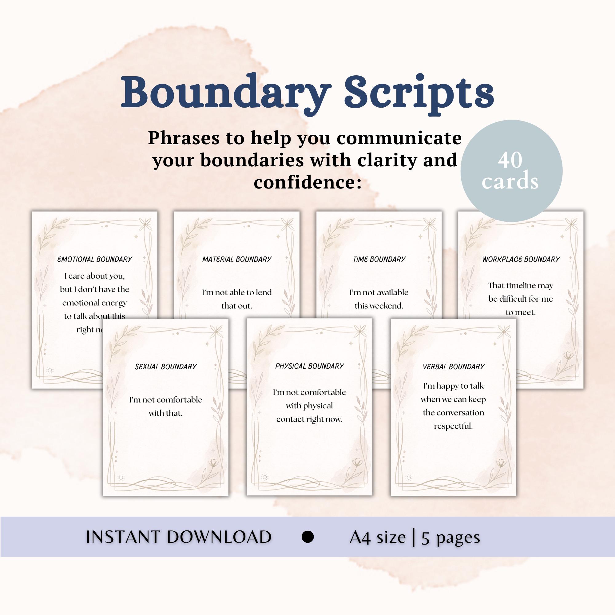 Boundary Setting Scripts Printable Flash Cards, Boundary Setting Cards ...