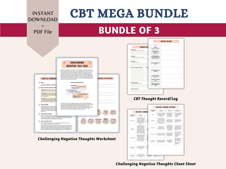 CBT Mega Bundle Cognitive Behavioural Therapy CBT Worksheets Cognitive ...