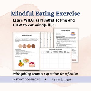Journaal Mindful eten Mindful of mindful eten met aandacht werkblad Emotioneel eten Tracker Gids voor mindful eten Mindfulness-techniek