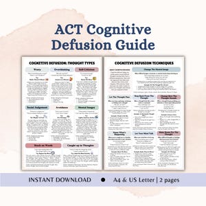 Kognitiv defusionsarbetsblad, ACT-tankedefusionsfuskblad, ACT-terapipaket, psykologisk flexibilitetsresurs ACT