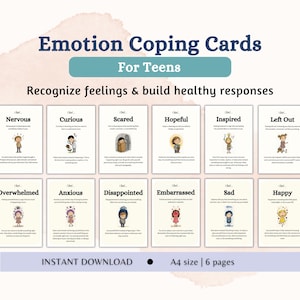 Emotion Coping Cards For Teenagers, Emotion Regulation Coping Tools, Feelings Coping, Emotion Guide Cards