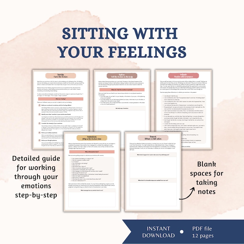 Sitting with your Feelings Therapeutic Tool for Processing Emotions in Emotional Regulation Resource for Self-Awareness Therapy Worksheets image 4
