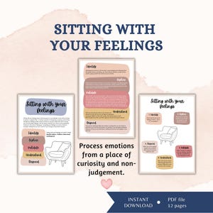 Sitting with your Feelings Therapeutic Tool for Processing Emotions in Emotional Regulation Resource for Self-Awareness Therapy Worksheets image 3