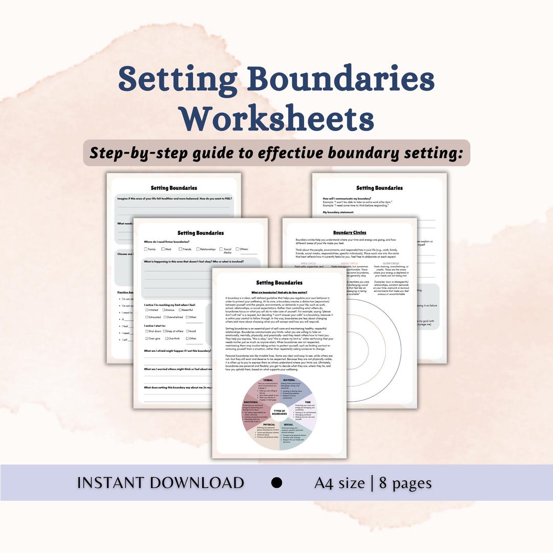 Setting Boundaries Workbook, DBT Therapy Worksheets Boundary Setting ...