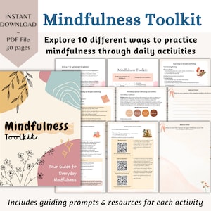 Kit de ferramentas de atenção plena Caderno de exercícios de atenção plena Técnicas de atenção plena guiadas Diário consciente Autocompaixão consciente Atividades de atenção plena