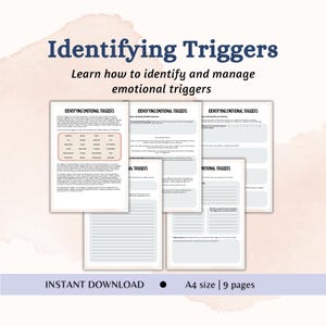 Identifizieren Sie den Tracker für die emotionale Verarbeitung Traumatherapie Arbeitsblätter Verstehen emotionaler auslösender Reize Emotionsregulierungs-Tool