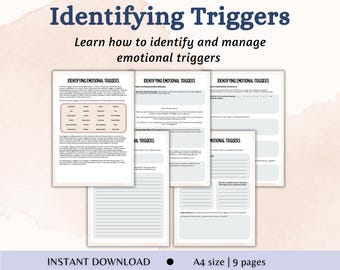 Identificación de desencadenantes para el procesamiento emocional. Hojas de trabajo para la terapia del trauma. Comprensión de los desencadenantes emocionales. Herramienta de regulación emocional.