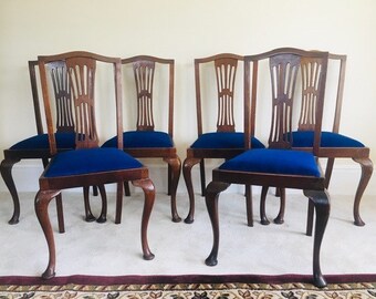 Beautiful set of 6 Georgian style dining chairs on cabriole legs with a story to tell!