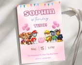 Editable Paw Patrol Birthday Invitation Template, Puppy Cartoon Party Invite, Kids Canva Printable, Instant Download Card