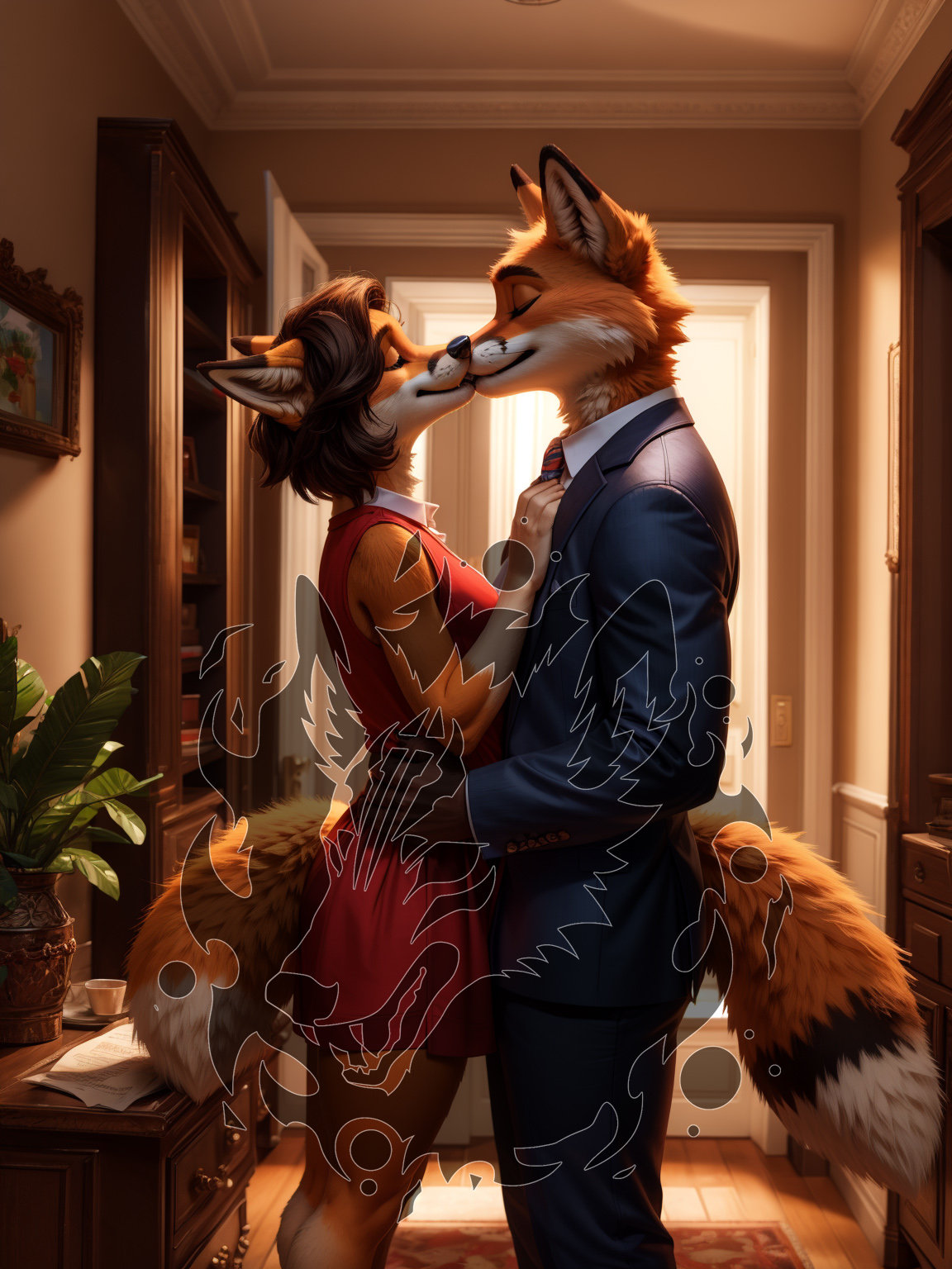 furry-fox-couple-kissing-image-digital-download-one-of-a-kind-unique