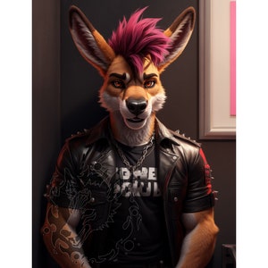 Punk Kangaroo Furry Guy  Image - Digital Download HD Image - Unique Unique Concept Art, Furry Fandom, Anthro