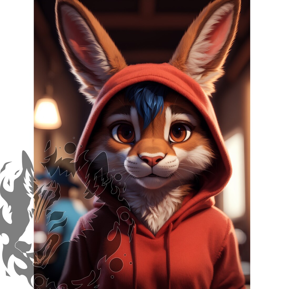 Anthro Rabbit Wearing a Hoodie Image - Digital Download HD Image ...