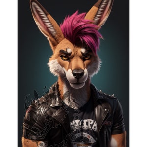 Punk Kangaroo Furry Guy  Image - Digital Download HD Image - Unique Unique Concept Art, Furry Fandom, Anthro