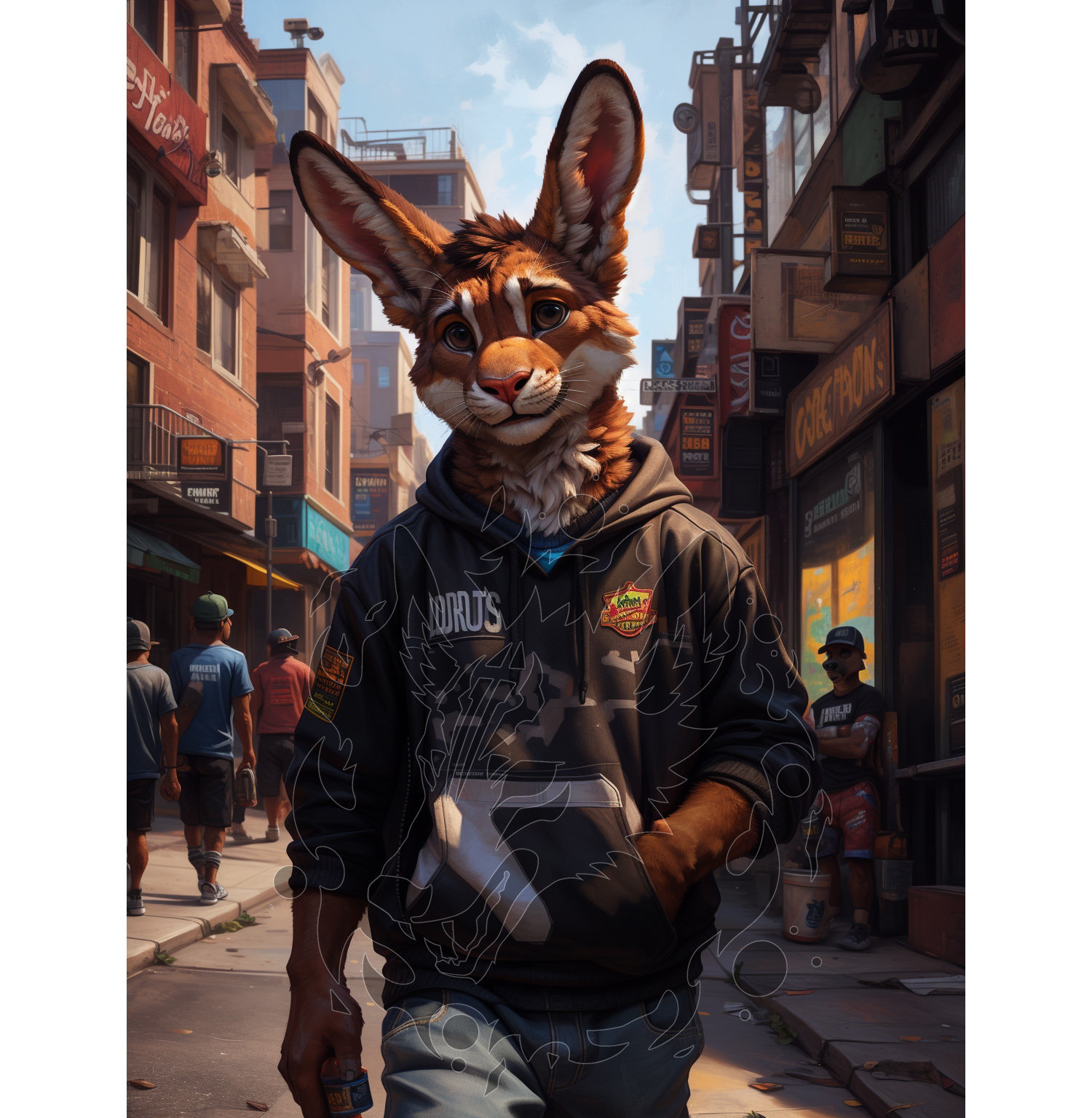 Anthro Rabbit in a Hoodie Image - Digital Download HD Image - Unique Concept Art, Avatar, Profile Pic, Story Illustration, Spirit Animal