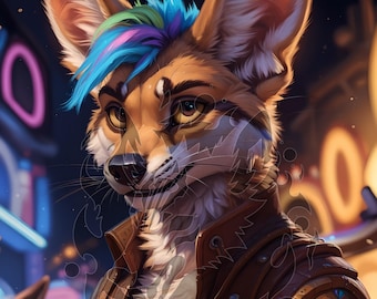 ANIMATED Male Fennec Fox Fursona - Digital Download HD Image and Video - Unique Concept Art, Fantasy Furry Profile Pic Avatar RP Character