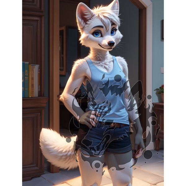 Anthro Arctic Fox Girl  Image - Digital Download HD Image Set - Unique Original Character for RP, Cute Furry Female to Adopt Wolf