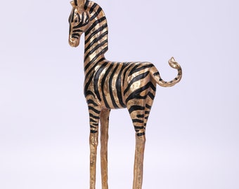 Abstract Zebra Figurine, Modern Desktop Accessory, Elegant Office Enhancement, Artistic Boss Gift