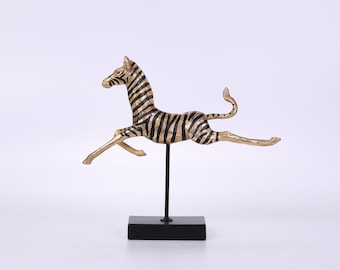 Zebra Desk Art Piece, Striking Tabletop Decor, Sophisticated Office Accent, Creative Colleague Gift