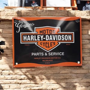 Harley-Davidson Enamel Plaque Motorcycle Shop Advertising Plaque Vintage Advertising
