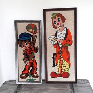2 Cadres Poulbot Canevas Vintage Déco Seventies 1970's