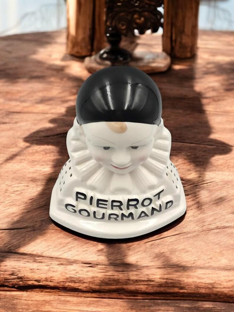 PIERROT GOURMAND Bust Lollipop Display Stand Ceramic Vintage