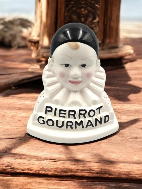 PIERROT GOURMAND Bust Lollipop Display Ceramic Vintage Made in
