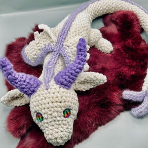 Crocheted amigurumi dragon | Chenille yarn stuffed animal | Handmade gift for children | Crocheted dragon toy | Crocheted dragon toy