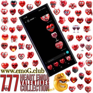 777 Heart Emojis - Valentines Collection - Emote pack - Emoticons bundle