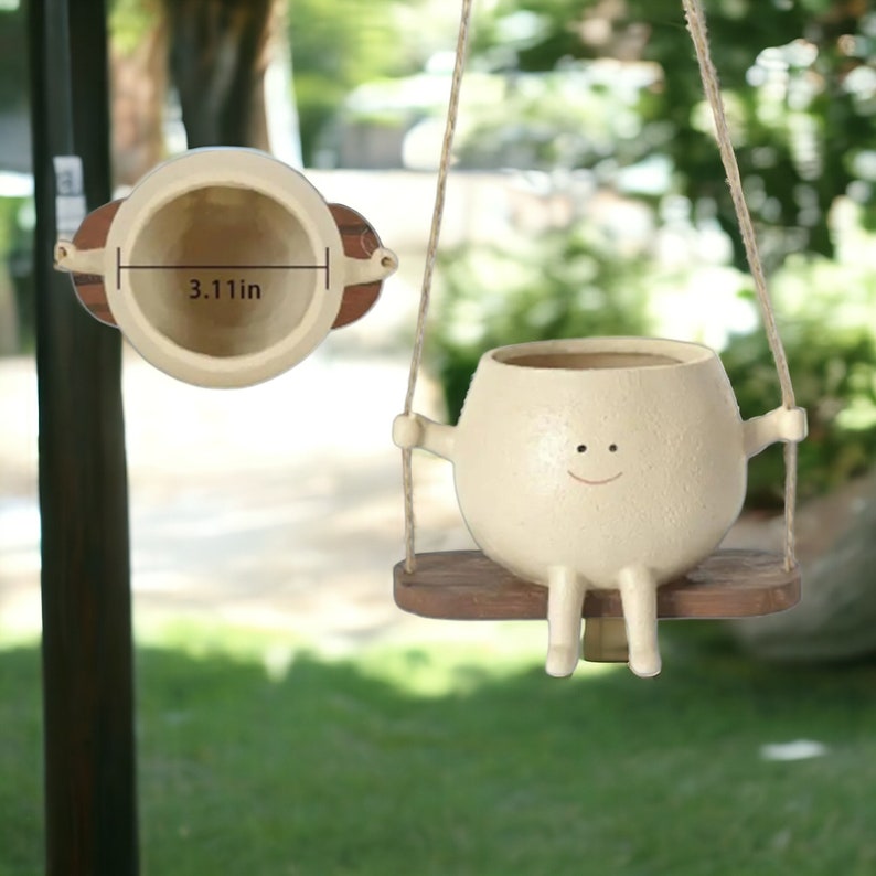 Plant Pot Smiling Cute Face Swing Plant Pot Hanging Planter for Home Garden Decoration Durable Indoor Outdoor Flower Pot Unique Gift image 1