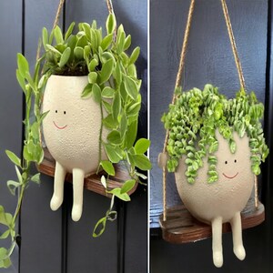 Plant Pot Smiling Cute Face Swing Plant Pot Hanging Planter for Home Garden Decoration Durable Indoor Outdoor Flower Pot Unique Gift image 8