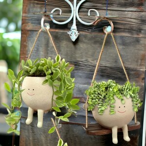 Plant Pot Smiling Cute Face Swing Plant Pot Hanging Planter for Home Garden Decoration Durable Indoor Outdoor Flower Pot Unique Gift image 5