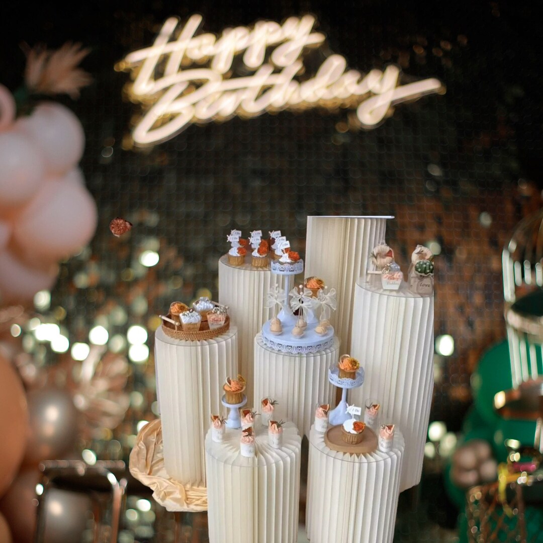 Cake Display Table Dessert Table Cylindrical Paper Folding for Wedding ...