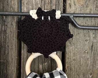 Halloween bat crochet pattern, dish towel holder, pdf instant download