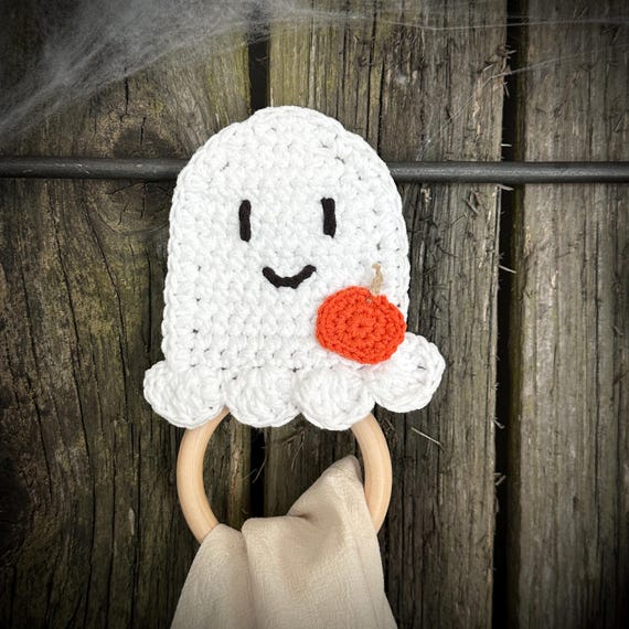 Ghost towel hanger crochet pattern, Halloween kitchen decor, Instant download PDF
