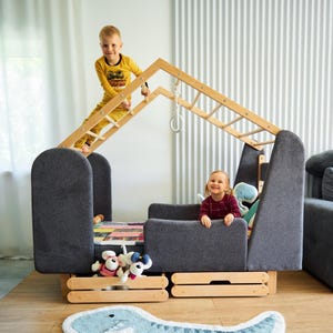 Montessori floor bed, Bed with soft panels, Kids Gym-Bed, floor bed, Toddler bed