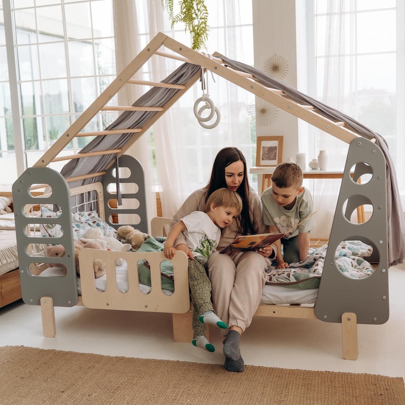 Toddler Bed, Indoor Gym Bed, Montessori floor bed, Jungle Gym, Indoor Playhouse, Montessori Bed, Kids Spot bed image 6