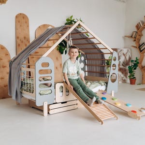 Indoor Gym Bed, Montessori floor bed, Jungle Gym, Toddler Bed, Indoor Playhouse, Montessori Bed