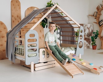 Indoor Gym Bed, Montessori floor bed, Jungle Gym, Toddler Bed, Indoor Playhouse, Montessori Bed